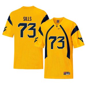 Men's West Virginia Mountaineers NCAA #73 Josh Sills Yellow Authentic Nike Retro Stitched College Football Jersey ZZ15O66XX